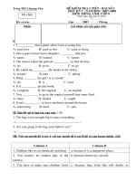 Đề kiểm tra Anh 8 (Bài số 1 đề chẵn)