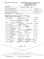 De Kiem tra Chat Luong HK I 06-07-PGD Tien Lang-Duong