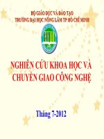 Thực trạng nghiên cứu khoa học chuyển giao công nghệ tại đại học nông lâm