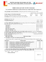 Phiếu đăng kí xét tuyển năm 2012 các chương trình đào tạo hệ chuyên gia theo tiêu chuẩn quốc tế