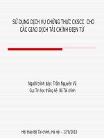 Sử dụng dịch vụ chứng thực CKSCC cho các giao dịch tài chính điện tử