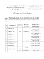 Thông báo tuyển sinh năm 2012