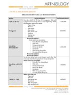 Bảng đấu giá và chức năng các module website