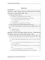 Phân tích thống kê biến động kết quả kinh doanh ngành du lịch Việt Nam giai đoạn 2000-2009