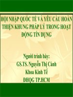 Hội nhập quốc tế và yêu cầu hoàn thiện khung pháp lý trong hoạt động tín dụng