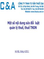 Một số nọi dung sửa đổi luật thuế