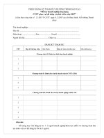 Phiếu đăng kí tham dự chương trình Hỗ trợ doanh nghiệp ứng dụng CNTT phục vụ hội nhập và phát triển năm 2007
