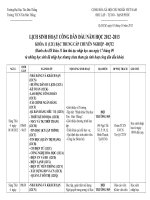 Lịch sinh hoạt đầu khóa