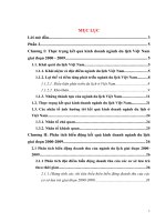 Phân tích thống kê biến động kết quả kinh doanh ngành du lịch Việt Nam giai đoạn 2000-2009