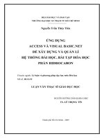 Ứng dụng Access và Visual Basic.Net để xây dựng và quản lý hệ thống bài học, bài tập hóa học phần Hidrocacbon