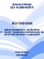 Nghiên cứu kinh nghiệm quốc tế, thực tiễn ở Việt nam về tạo và công nhận chứng chỉ chuyên môn cho hoạt động dịch vụ kĩ thuật trong lĩnh vực năng lượng nguyên tử