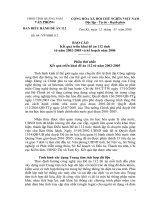 Báo cáo Kết quả triển khai đề án 112 tỉnh từ năm 2002-2005 và kế hoạch 2006