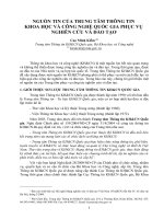 Nguồn tin của trung tâm thông tin khoa học và công nghệ quốc gia phục vụ nghiên cứu đào tạo