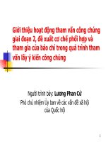 Giới thiệu hoạt động tham vấn công chúng giai đoạn 2, đề xuất cơ chế phối hợp và tham gia của báo chí trong quá trình tham vấn lấy ý kiến công chúng