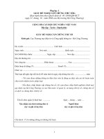 Phụ lục kèm theo giấy đề nghị cấp chứng thư sống