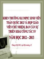 Khen thưởng Olympic sinh viên toàn quốc 2012 và họp báo viên chủ nhiệm,ban cán sự triển khai công tác sinh viên