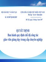 Quyết định ban hành quy định chế độ công tác giáo viên giảng dạy trung cấp chuyên ghiệp