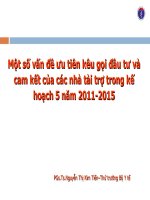 Một số vấn đề ưu tiên kêu gọi đầu tư và cam kết của các nhà tài trợ trong kế hoạch 5 năm 2011-2015