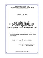 Rèn luyện năng lực độc lập sáng tạo cho học sinh lớp 10 Trung học phổ thông thông qua hệ thống bài tập hóa học
