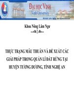 Thực trạng mâu thuẫn và đề xuất các giải pháp trong quản lí đất rừng tại huyện tương dương, tỉnh nghệ an