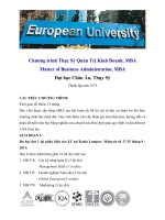 Chương trình Thạc Sỹ Quản Trị Kinh Doanh, MBA Master of Business Administration, MBA Đại học Châu Âu, Thụy Sỹ