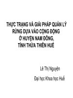Thực trạng và giải pháp quản lý rừng dựa vào cộng đồng ở huyện nam đồng, tỉnh thừa thiên huế
