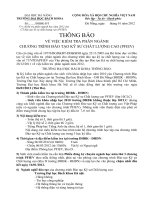 Thông báo về việc kiểm tra phân ngành chương trình đạo tạo kỹ sư chất lượng cao