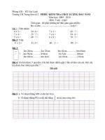 Đề khảo sát chất lượng ĐN môn Toán lớp 3