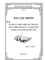 ĐÁNH GIÁ THỰC HIỆN QUY HOẠCH  PHÁT TRIỂN KINH tế   xã hội TỈNH NGHỆ AN GIAI đoạn 2006  2010 