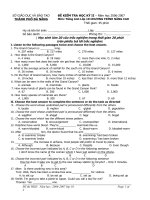 ĐỀ KIỂM TRA HỌC KỲ II – Năm học 2006-2007 Môn: Tiếng Anh Lớp 10 Chương trình nâng cao