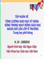 TẬP HUẤN TĂNG CƯỜNG GIÁO DỤC KỸ NĂNG SỐNG TRONG HOẠT ĐỘNG GIÁO DỤC NGOÀI GIỜ LÊN LỚP Ở TRƯỜNG Trung học phổ thông
