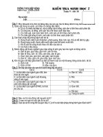 Kiểm tra sinh học 7 - Giữa kỳ I