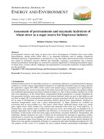 Assessment of pretreatments and enzymatic hydrolysis of wheat straw as a sugar source for bioprocess industry