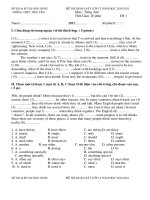 Tiếng Anh 12: Đề thi - Đáp Án KSĐN 2010-2011