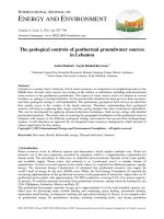 The geological controls of geothermal groundwater sources in Lebanon