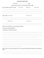 BT cuối tuần 4. Toán lớp 3