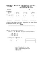 Đề khảo sát chất lượng đầu năm Toán, TV lớp 2