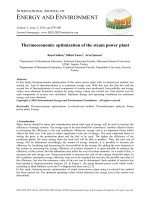 Thermoeconomic optimization of the steam power plant
