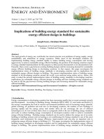 Implications of building energy standard for sustainable energy efficient design in buildings 