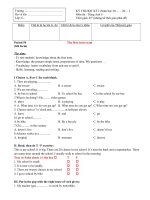 Đề thi HK I Anh 6 (tiết 54)