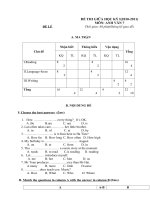 Đề kiểm tra giữa kỳ I_ Tiếng Anh 7_lẻ