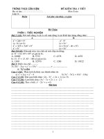 Đề kiểm tra toán 8 - Học kỳ I