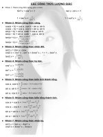 CÁC CÔNG THỨC LƯỢNG GIÁC