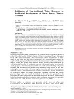 Rethinking of Non-traditional Water Resources in Residential Developments of Rural Towns, Western Australia