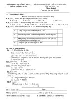 Đề thi ;đáp án KSCL đầu năm môn toán 7 ; 8