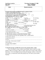 Đề thi Anh 8 kỳ I