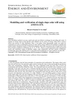 Modelling and verification of single slope solar still using ANSYS-CFX