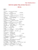 Bộ đề trắc nghiệm Anh 9 HKI