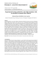 Experimental testing method for solar light simulator with an attached evacuated solar collector