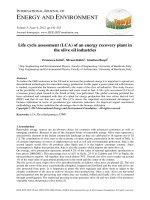 Life cycle assessment (LCA) of an energy recovery plant in the olive oil industries